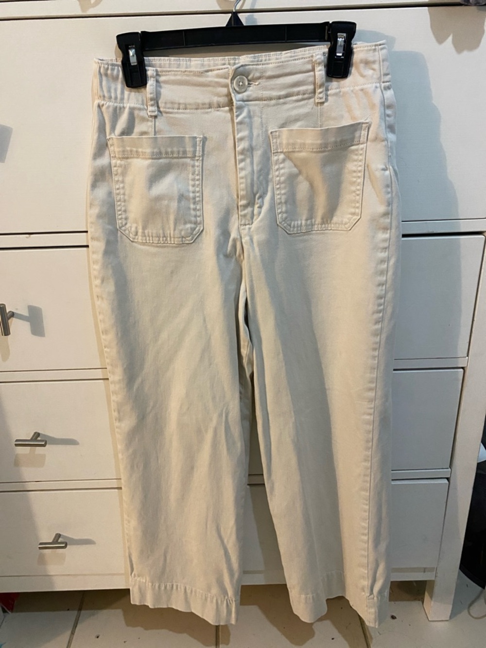 bagatelle Cream Wide-Leg Jeans with Front Patch Pockets